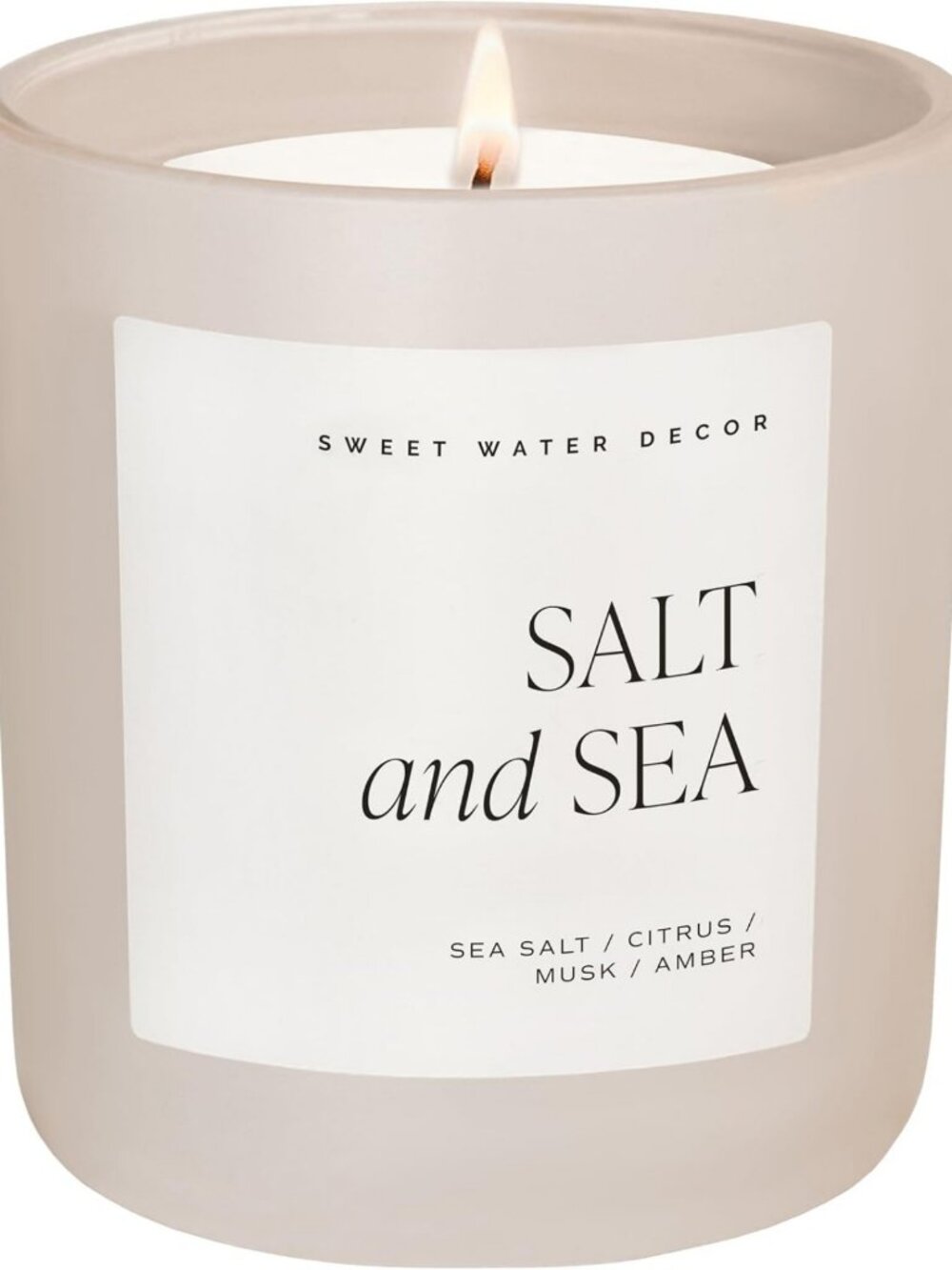 Coastal Salt & Sea Candle - 15oz Tan Matte Jar, Soy Wax, Eco-Friendly, Non-Toxic